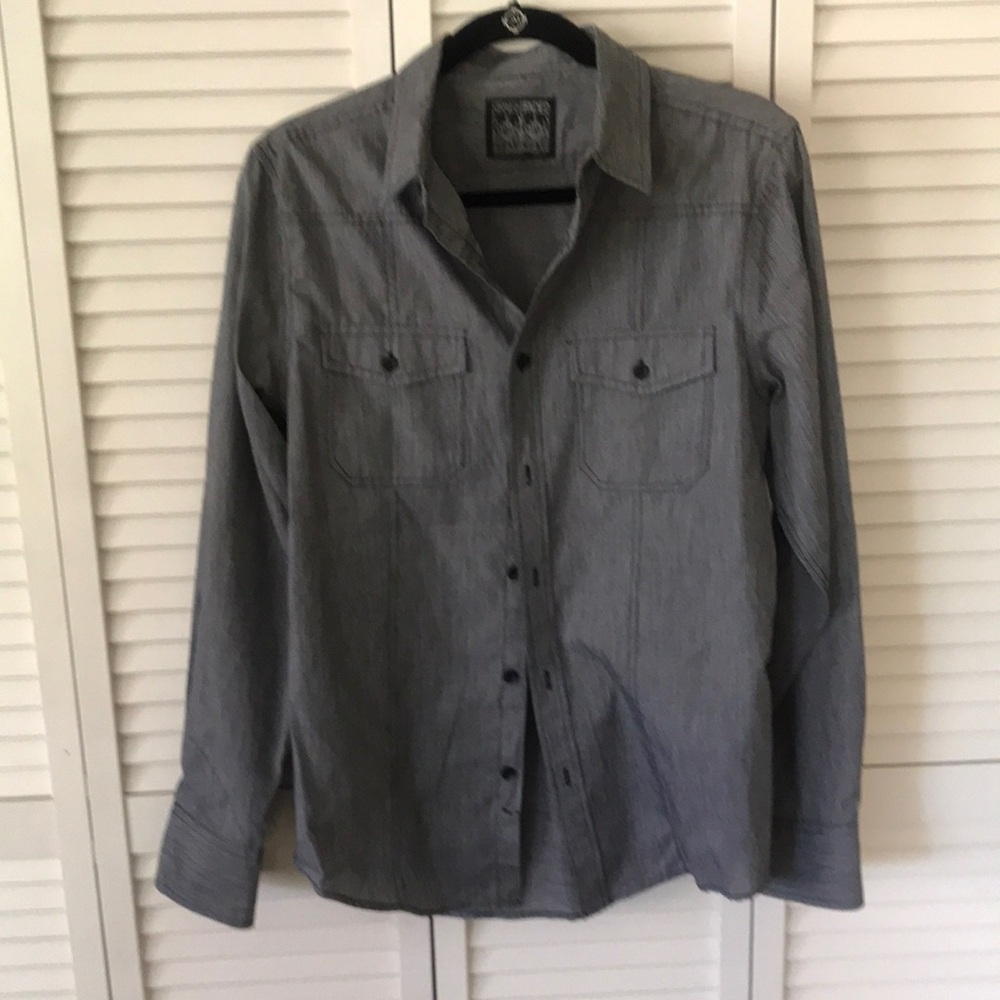 Straight‎ Faded mens casual wester style button down shirt in grey size S